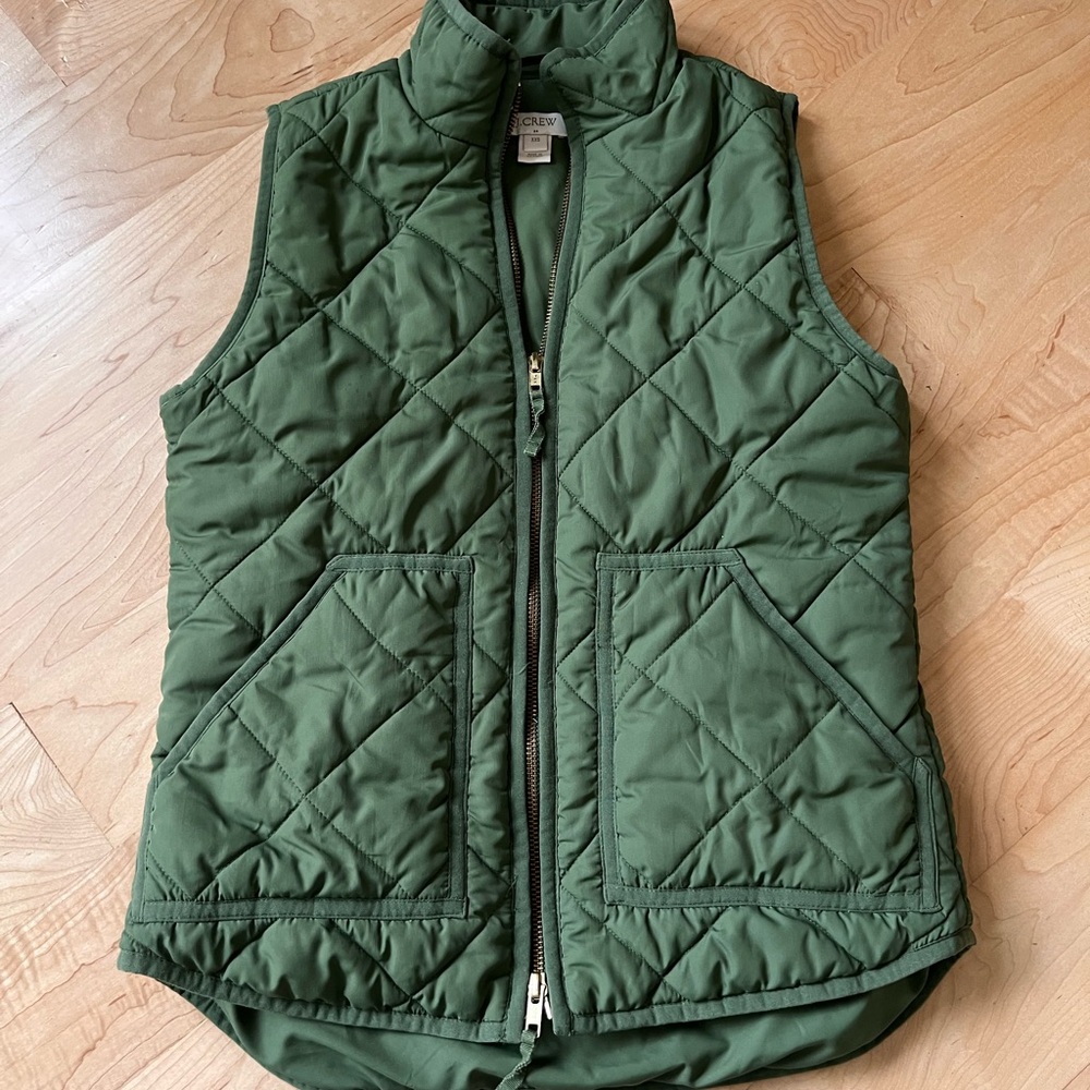J. Crew Quilted Green Puffer Vest